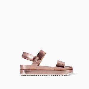 Zara Platform/Flatform Sandals in Rose Gold